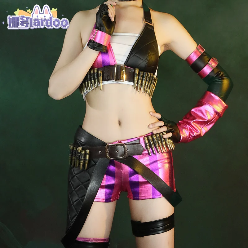 Фото Все костюмированные вечерние парики Lol League of Legends Cos Jinx Silk Raw Skin Riot Loli Косплей Игра Аниме Одежда для девочек №2