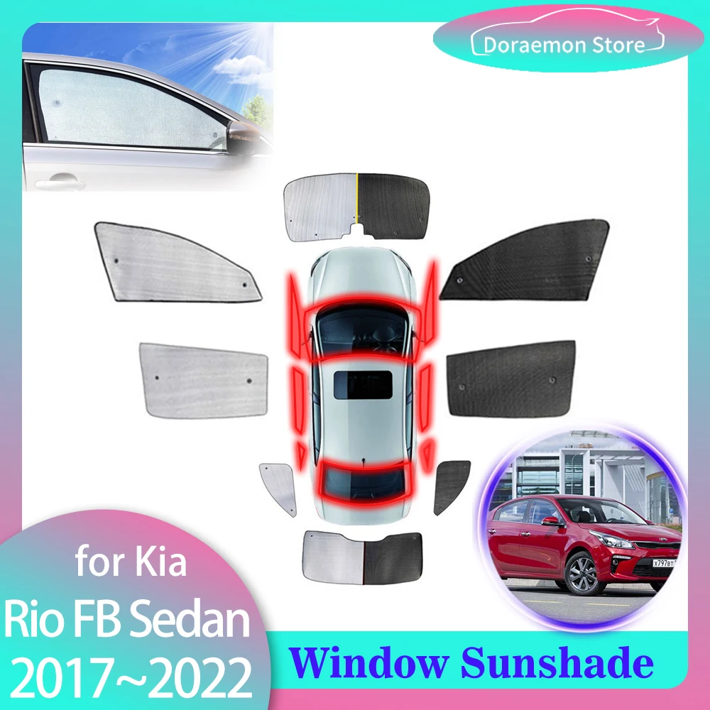 Фото Солнцезащитные козырьки с полным покрытием для Kia Rio FB UC 2017 ~ 2022 седан, коврик для заднего окна, защита от солнца, козырек на лобовое стекло, аксессуары для штор №2