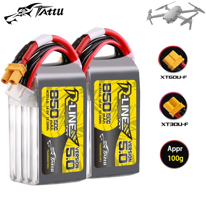 TATTU-R-LINE 5,0 150C 850mAh 14,8 V 4S Lipo батарея с разъемом XT30/XT60 для радиоуправляемого вертолета квадрокоптера FPV гоночного дрона запчасти