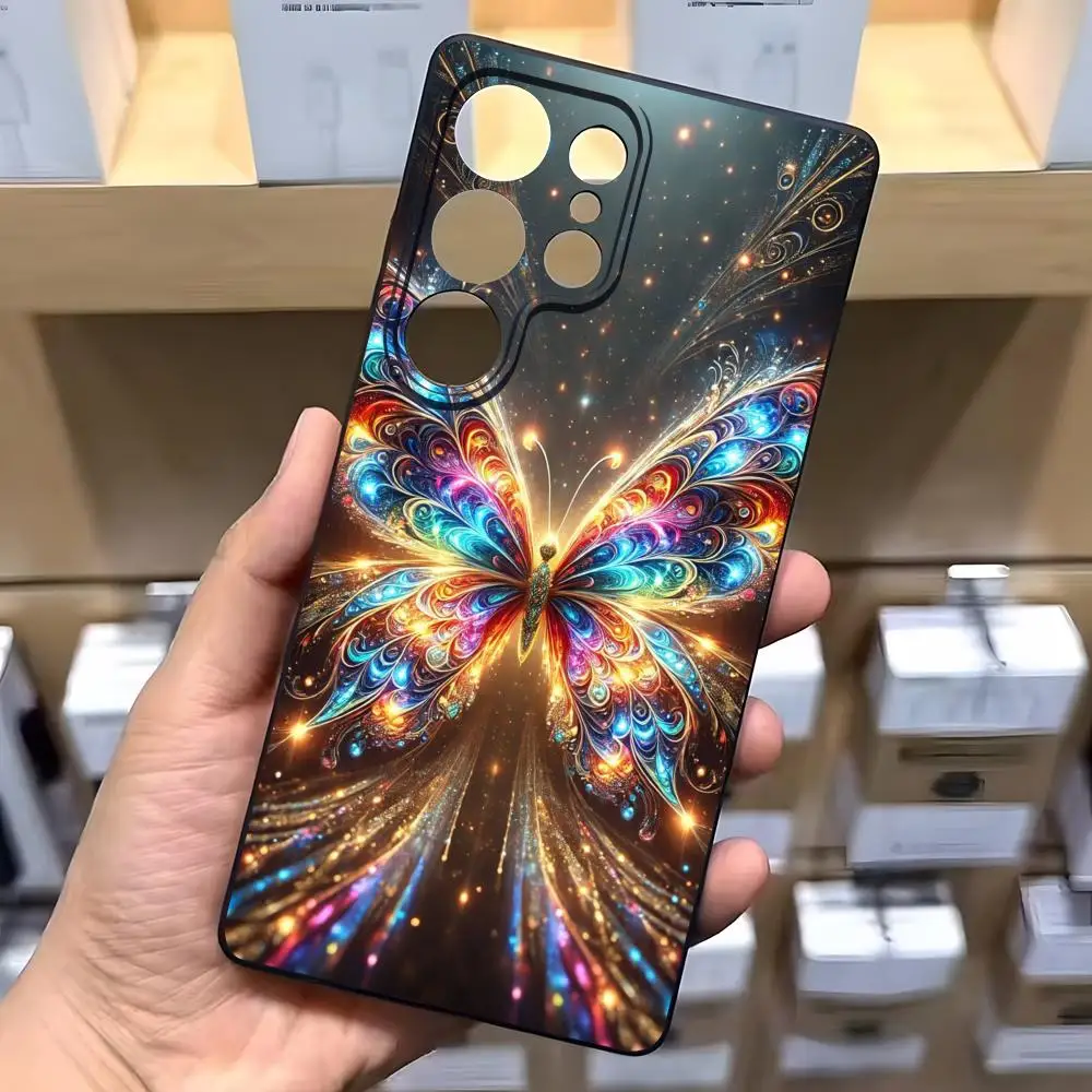 Фото Светящийся в темноте чехол-бабочка для телефона Samsung A16 A26 A36 A56 A15 A25 A35 A55 A34 A24 A54 A23 A53Черный мягкий чехол №5
