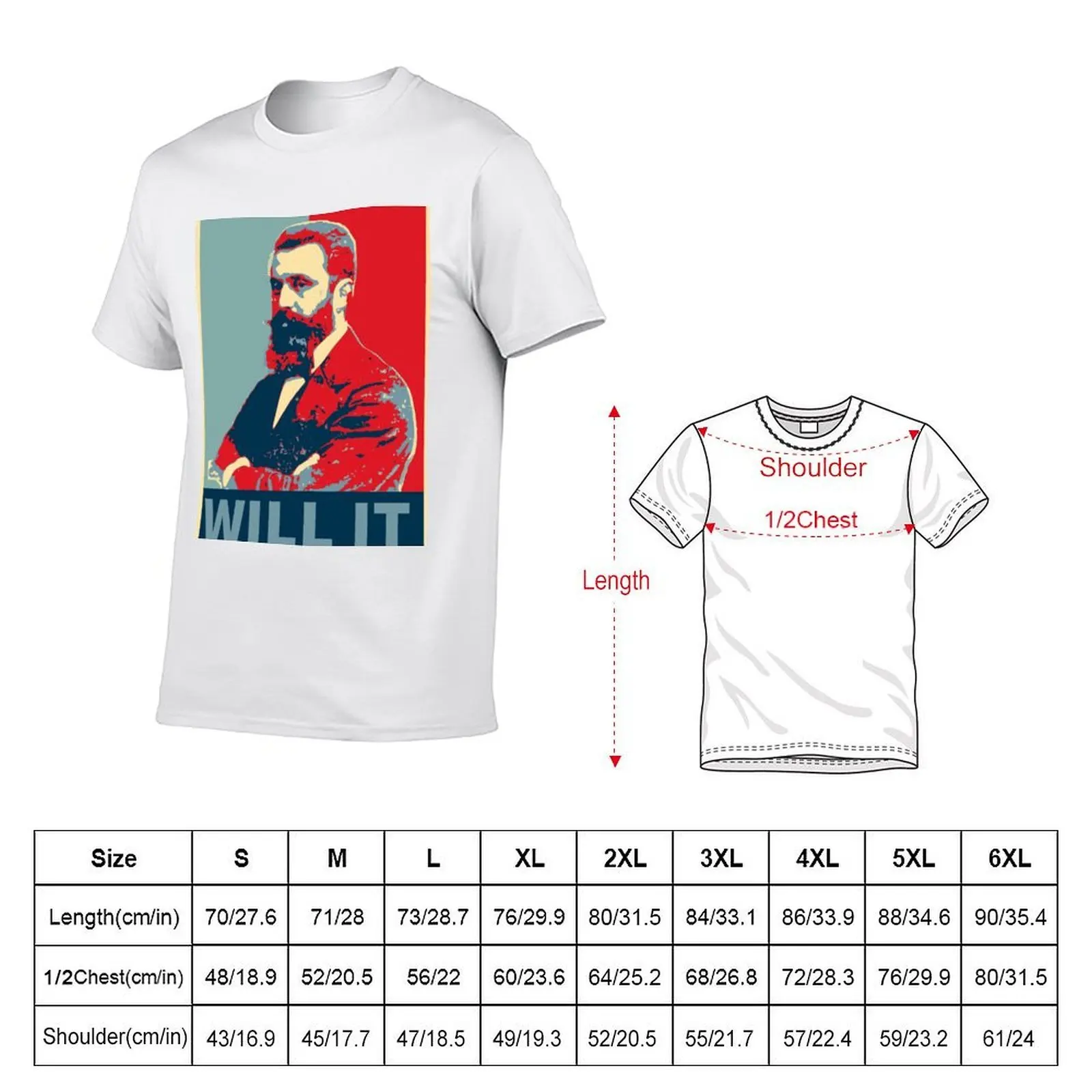 Футболка с плакатом Theodore Herzl Hope, мужские футболки, хлопковая футболка с рисунком, футболка из 100% хлопка (art.: 3920d1911a9b3) - 3920d1911a9b3