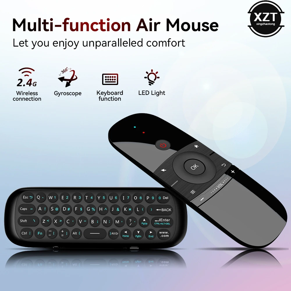 Беспроводная клавиатура W1 2,4G Air Mouse, 6-осевая клавиатура с датчиком движения, ИК смарт-пульт дистанционного управления, USB-приемник для поддержки Android Win Smart TV