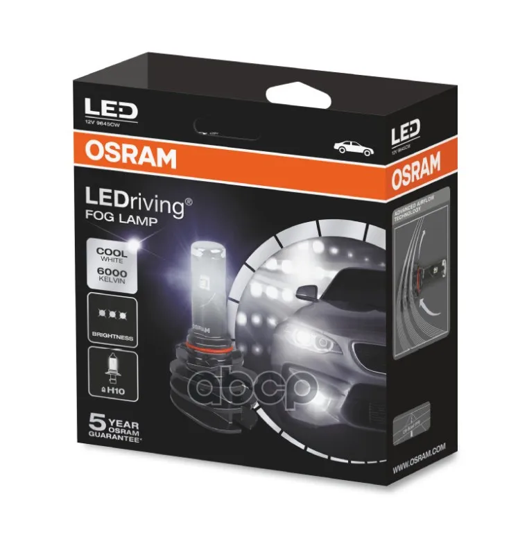 Лампа Противотуманная Ledriving Retrofit H10 Py20d 6000k 13w 2шт 12v 9645cw 4052899465039 Osram арт. 9645CW