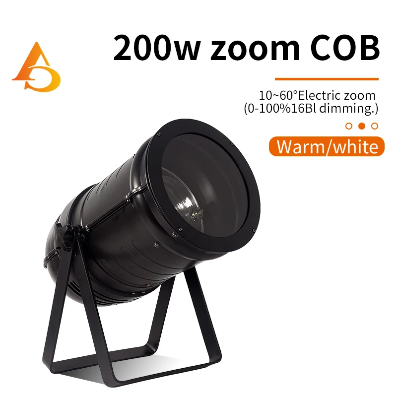 200 Вт Zoom COB Светодиодный светильник Новый может осветить линейный от 5 до 60 градусов 3200 К Теплый белый Театральный прожектор для конференц-зала DMX LED Par