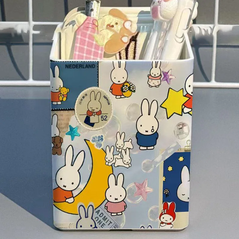 Милый ящик для хранения аниме Miffy Kawaii, мультяшная ложка, палочки для еды, стержень для перемешивания, студенческие канцелярские принадлежности, настольный контейнер для ручек, подарки