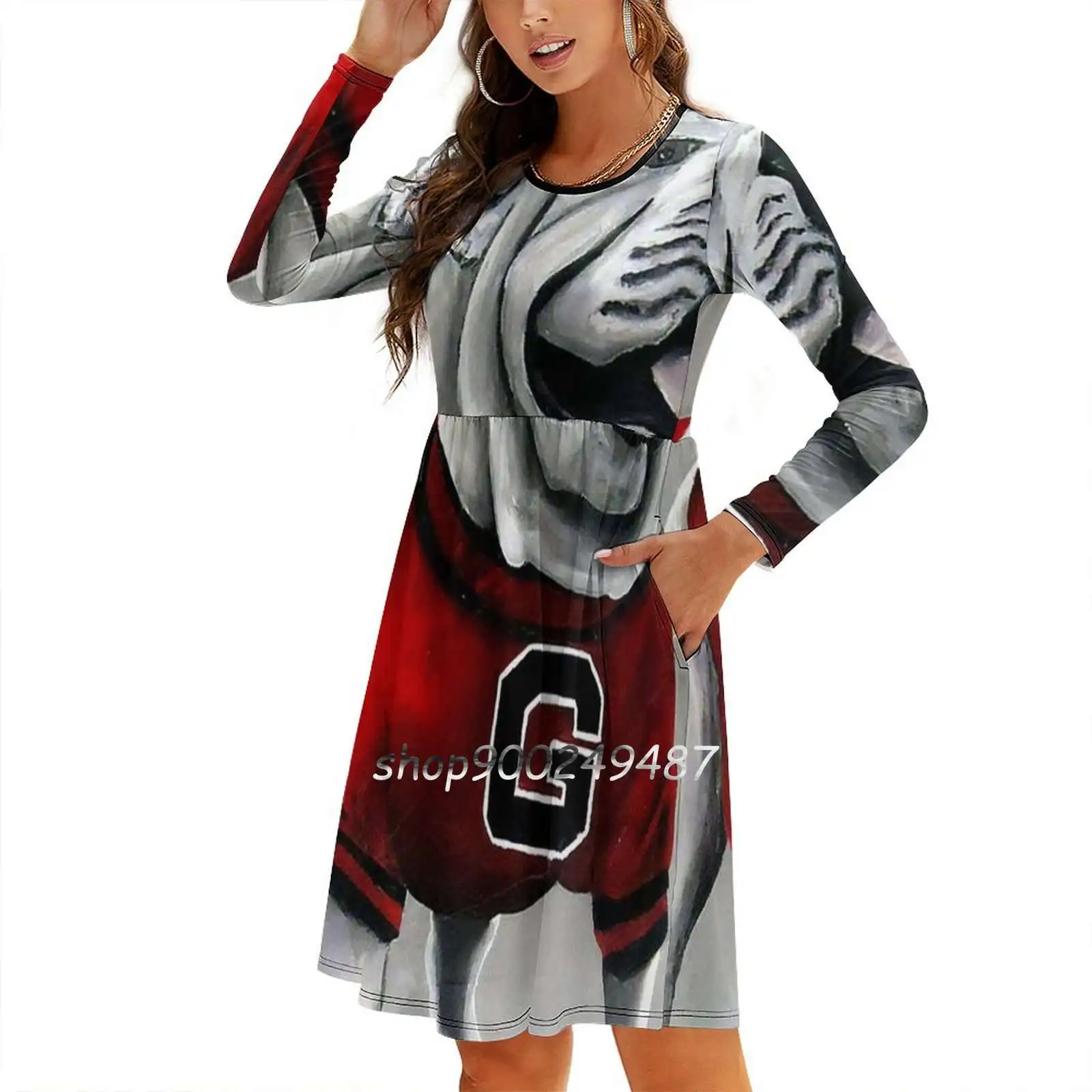 Фото G Doggy Women Spring Autumn Long Sleeve Dress Female Casual Dress Uga Dawgs Georgia Bulldogs Football University Of Georgia №4