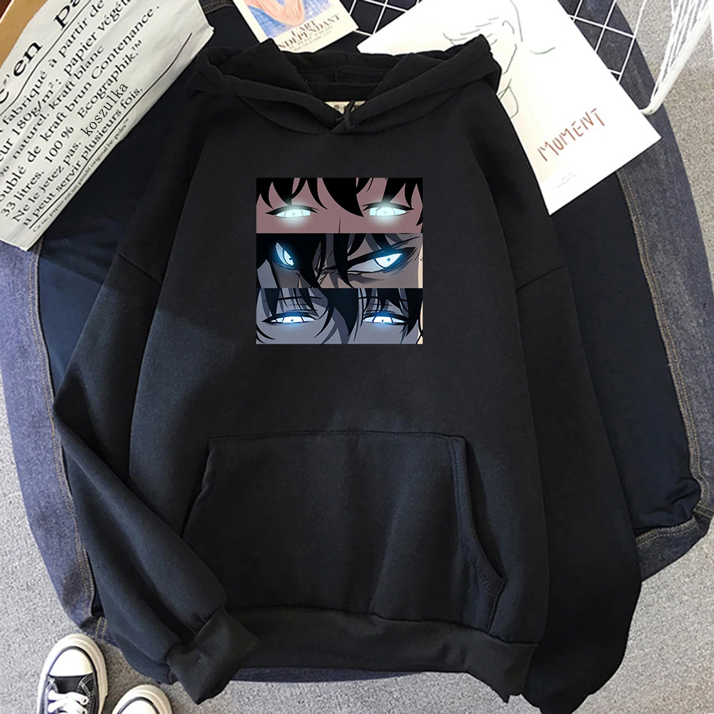 Фото 2023 Harajuku Manga Solo Leveling Sung Jin-Woo Ogen Hoodies Mannen Grappige Anime Cool Gedrukt Fashion Casual Winter Oversized S №2