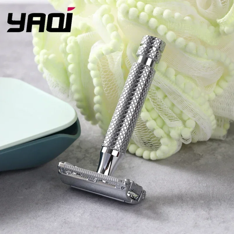 YAQI Chrome Color Safety Razor Monarch - классическая бритва премиум-класса с двойным лезвием, качественный дорожный инструмент для ухода за бородой