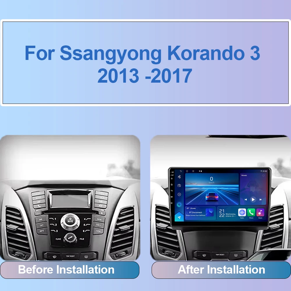 Фото Автомобильный радиоприемник Android 14 для Ssangyong Korando 3 2013-2017 Мультимедийный плеер Видеонавигация GPS 4G Carplay Авто Стерео RDS 2 Din №2