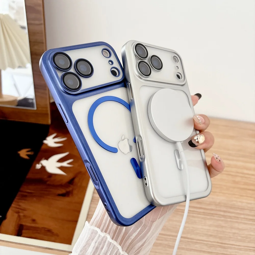 Фото Магнитный чехол Magsafe с кнопкой управления камерой для iPhone 17 Pro Max, мягкий матовый полупрозрачный чехол из ТПУ 17 pro max №5