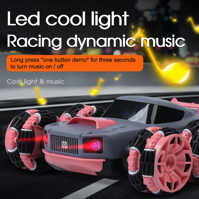 Jty Toys Stunt Rc Car 6-колесный радиоприемник с дистанционным управлением Stunt Vehicle Электрические фонари Музыка Rotate Drift Rc Гусеничные машинки для детей