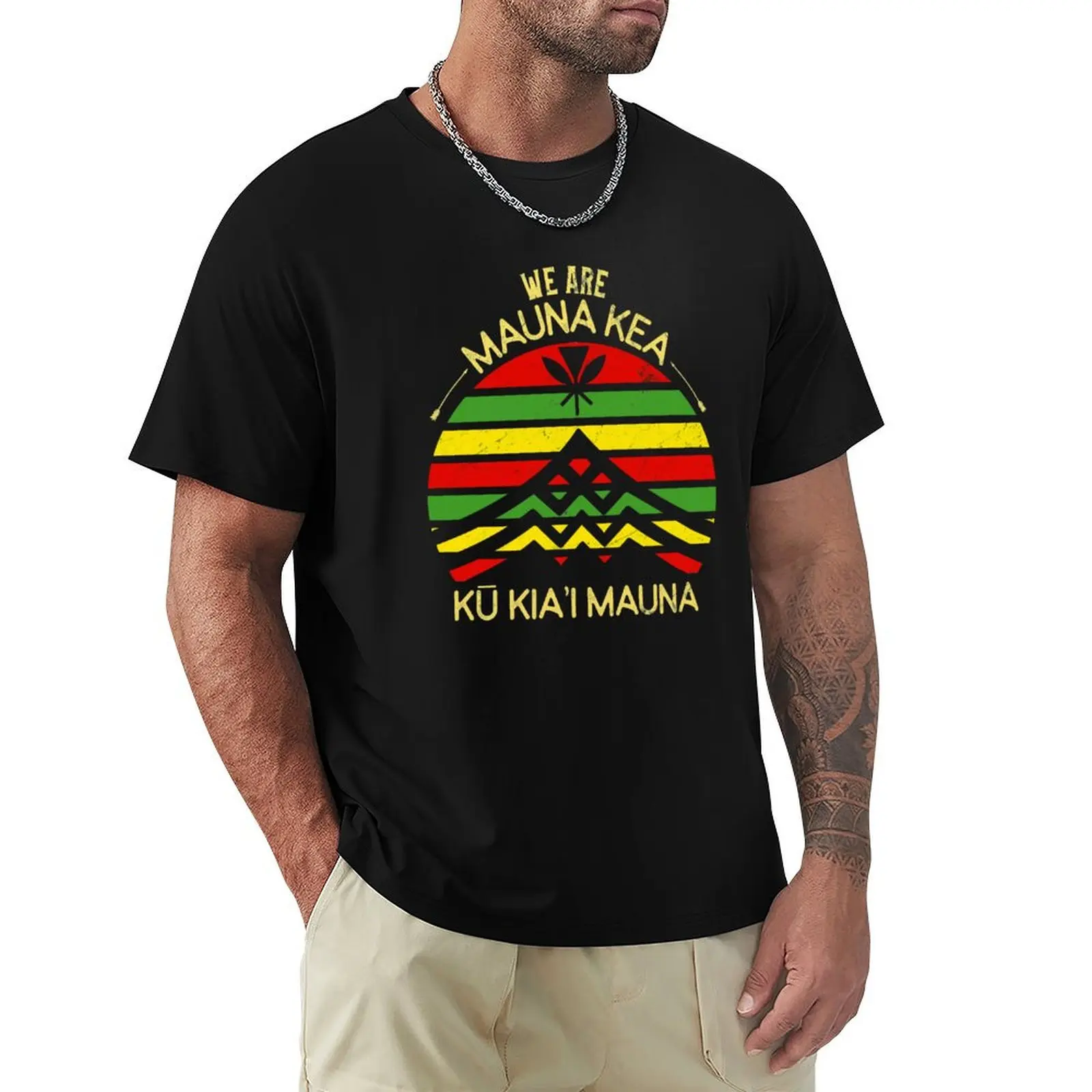 Флаг Канака Маоли - We Are Mauna Kea. Футболка No TMT, мешковатые рубашки, хлопковые футболки с рисунком, мужские рубашки, футболка с рисунком