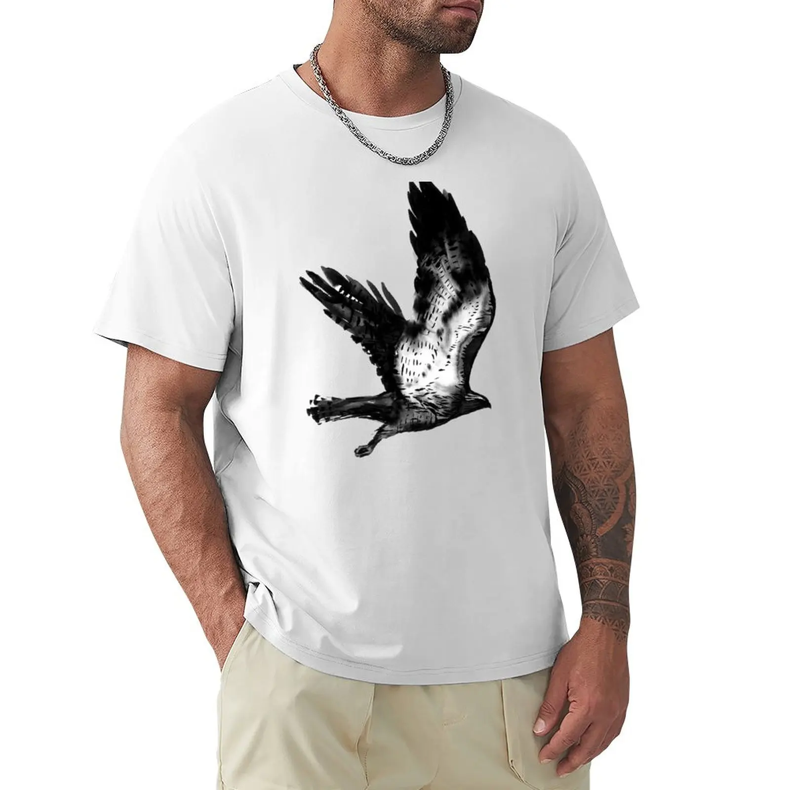 Футболка Inky Flying Black Hawk, блузка, винтажные футболки на заказ для мужчин с графическим рисунком