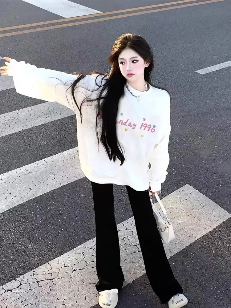 Фото Женские толстовки Y2K Top Blue Winter Trendy Ins Hip Hop Oversize Niche High Street Vintage Do Old Washing Heavyweight Apricot №2