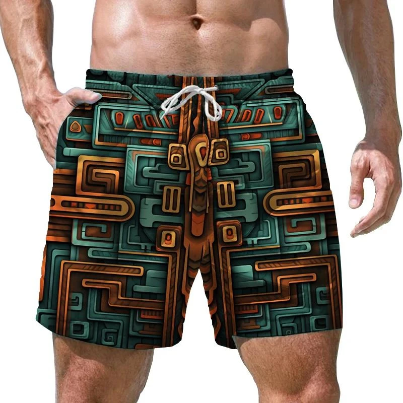 Новая мода Гавайские пляжные шорты с 3D принтом Тики Повседневные шорты Aloha Polynesia God для мужчин Одежда Aloha Boy Trunks Shorts