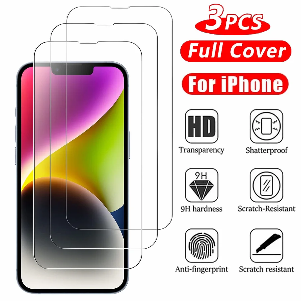 Защитное стекло, закаленное стекло для iPhone 13/14/15 Pro Max/11/12 Pro