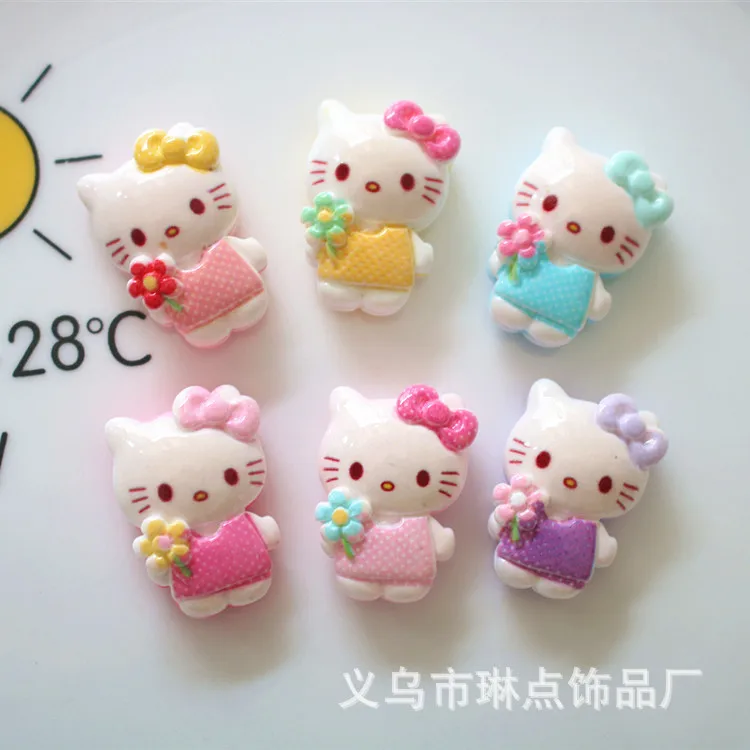 5pcs miniso series cute hello kitty cartoon резиновые кабошоны из смолы материалы для поделок diy
