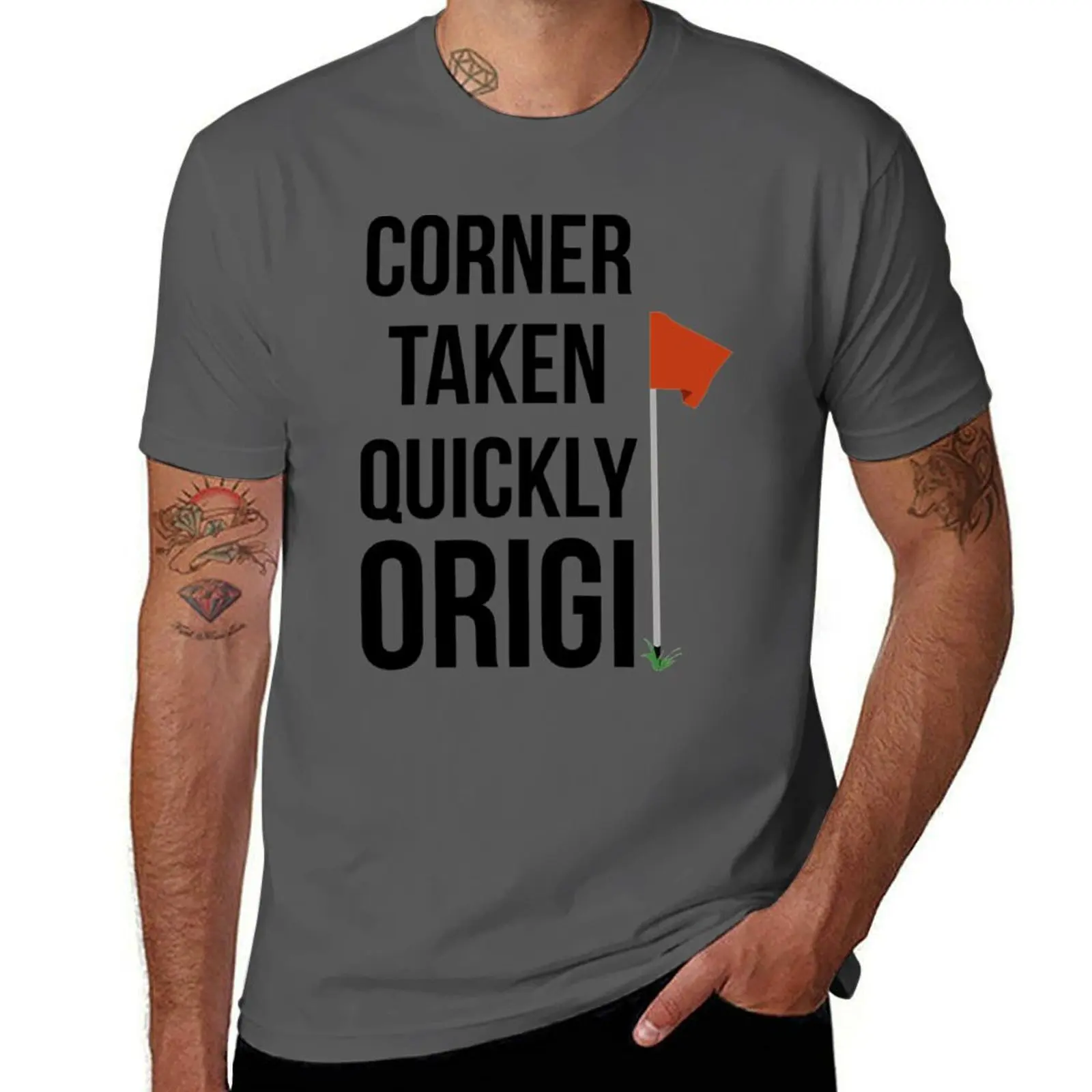 Футболка Corner Taken Quickly Origi, мужская футболка, забавные футболки, хлопковые мужские футболки, футболка с графикой