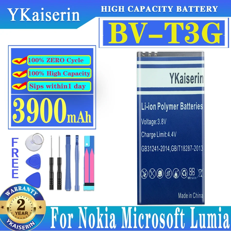 Сменный аккумулятор YKaiserin BV-T3G 3900 мАч для Nokia Microsoft Lumia 650 RM-1154 BVT3G BV T3G, литий-полимерные аккумуляторы