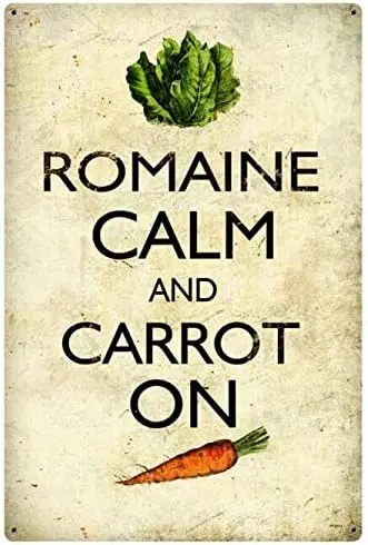 Металлические жестяные вывески Romaine Calm Carrot, домашний декор, декоративная настенная вывеска, плакат для паба, патио, сада, фермы, 8 x 12 дюймов, алюминий