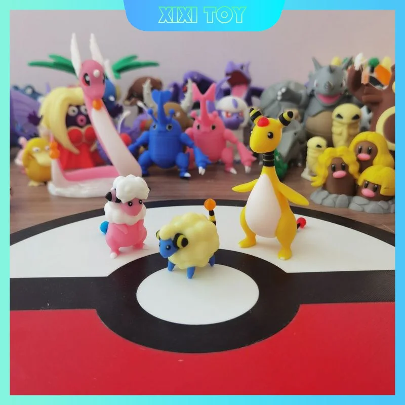 Poke Mon Mareep Flaaffy Ampharos аниме фигурка 1:20 3d печать милая Коллекционная мультяшная игрушка орнамент модель Рождественский подарок