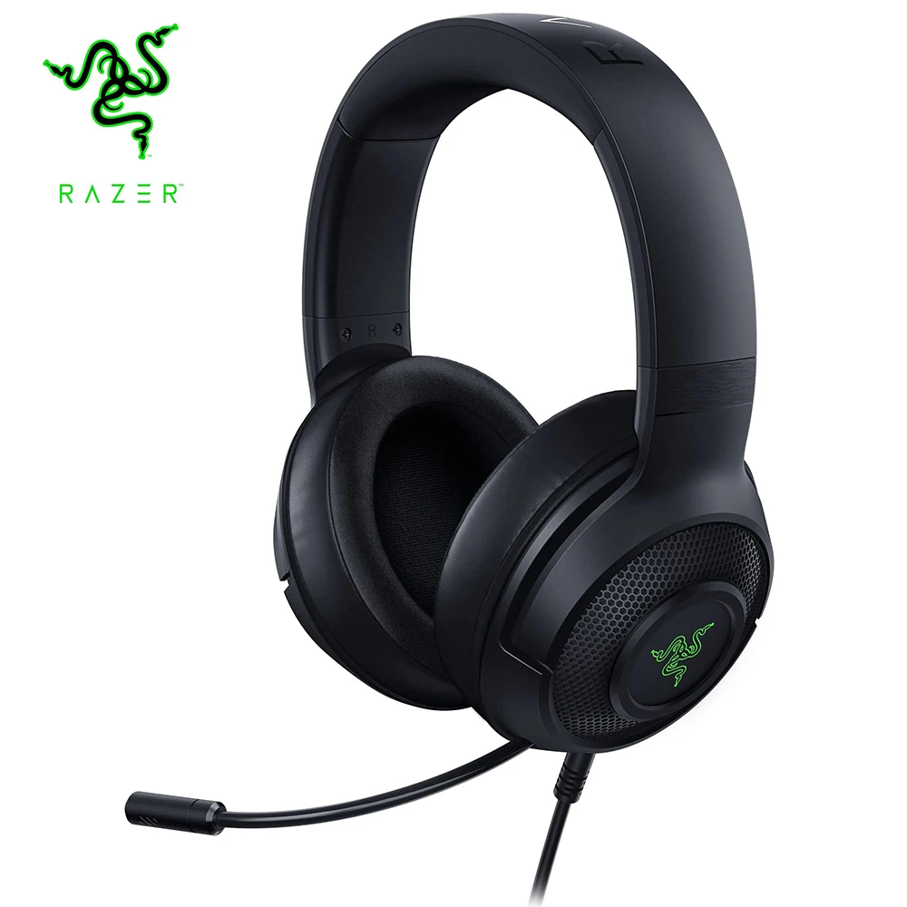 Проводная игровая гарнитура Razer Kraken V3 X с объемным звуком 7,1, сгибаемый кардиоидный микрофон Chroma RGB Lighting
