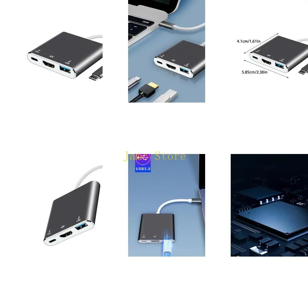 LX0B Compactly USB C To HDMIS HUBS USB C к адаптеру HDMIS с 4K -поддержкой PD65W Зарядки для ноутбуков с высоким разрешением.