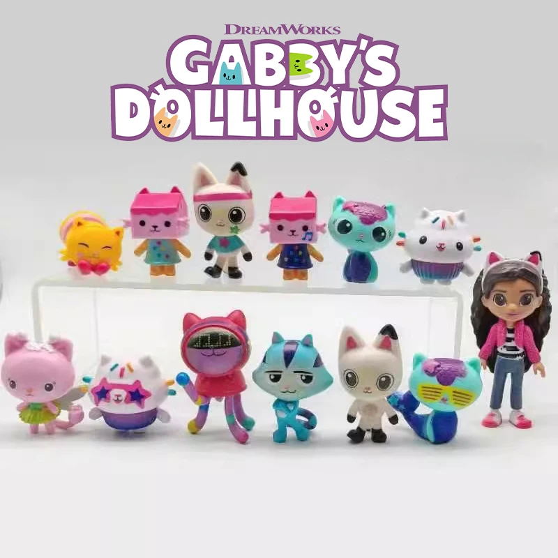 Новинка, 13 шт., фигурки из аниме Gabby, кукольные домики, фигурки из ПВХ, Мультяшные коллекционные модели, игрушки, настольное украшение, подарки на день рождения для девочек