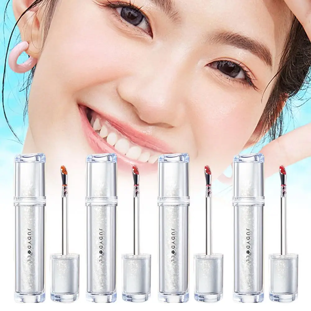 Judydoll Ice Iron Lip Glaze Помады Антипригарные чашки Блеск Косметика Голова Лосьон для губ Водянистая кисть Зеркало Металлический макияж C0M7