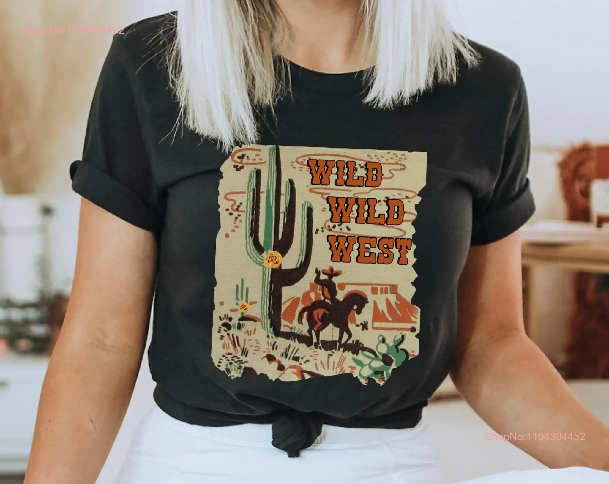 Футболка с рисунком Wild West Cowgirl Western Rodeo Cowboy с длинными или короткими рукавами