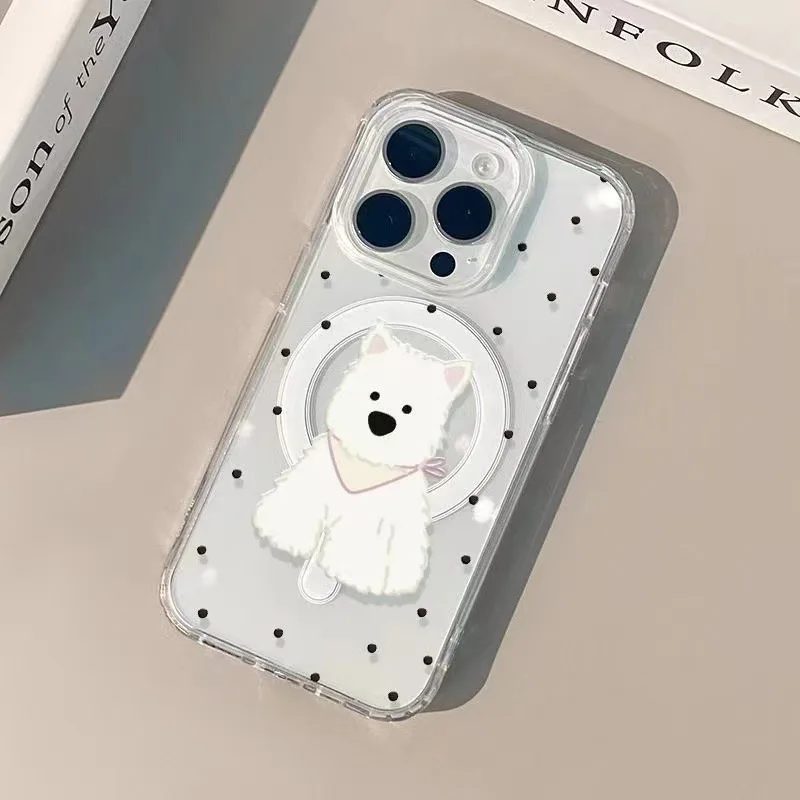 Магнитный акриловый чехол для телефона West Highland White Terrier для iPhone 15 Plus 14 16 Pro 13 12 11 Pro max, защитный чехол для тела