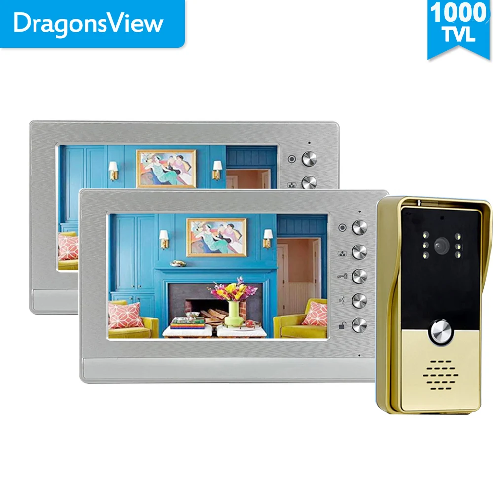 Видеодомофон Dragonsview с цветным дисплеем 7 дюймов, система связи для виллы, квартиры, ворот, электронный замок, разблокированный проводной монитор