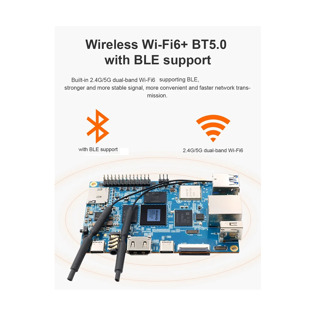 Для Orange Pi 5B макетная плата 8 ГБ ОЗУ + 64 Гб EMMC материнская плата 8 ядер 64 бит Программирование процессора материнская плата