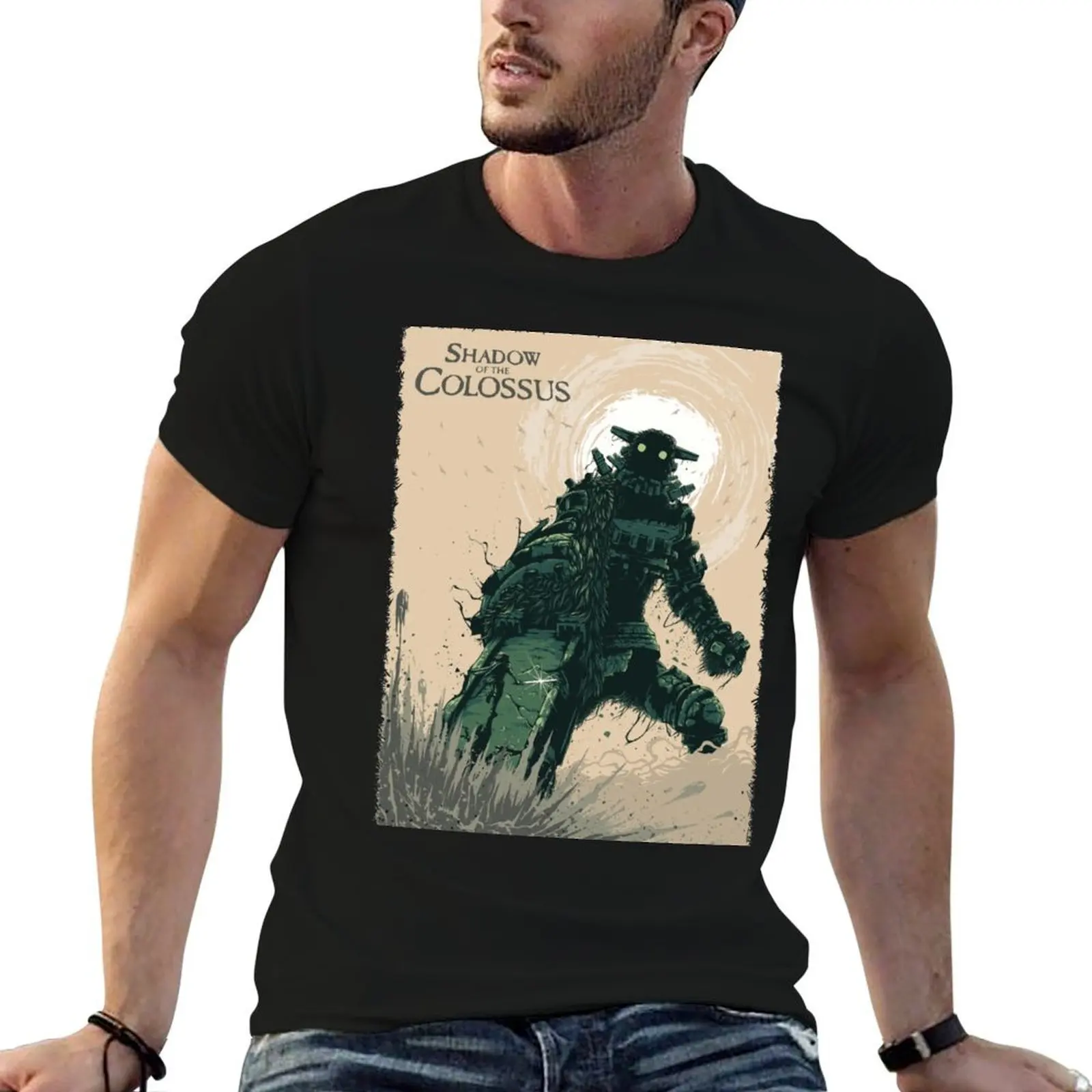 Футболка Shadow of The Colossus Bossfight Battle Artwork, забавные футболки, хлопковые футболки для мужчин, белая футболка