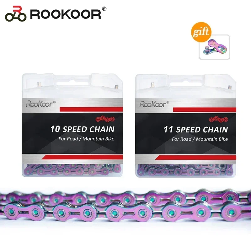 Велосипедная цепь Rookoor, 10/11 скоростей, красочная, сверхлегкая, из высокоуглеродистой стали, Velocidade Mtb, аксессуары для горного велосипеда