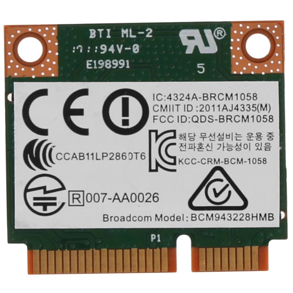 Фото Двухдиапазонный 2,4 + 5G 300M 802.11A/B/G Wi-Fi Bluetooth 4,0 Беспроводная полумини-карта Pci-E для Bcm 943228 Хмб 718451 -001 №2
