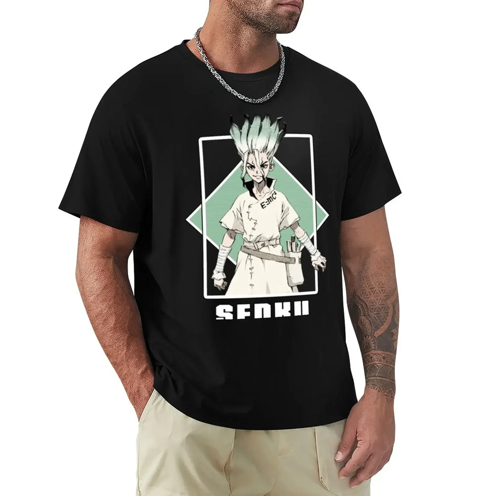 Футболка мужская с японским аниме Dr. Stone Senku, белая винтажная быстросохнущая футболка с рисунком для мальчиков