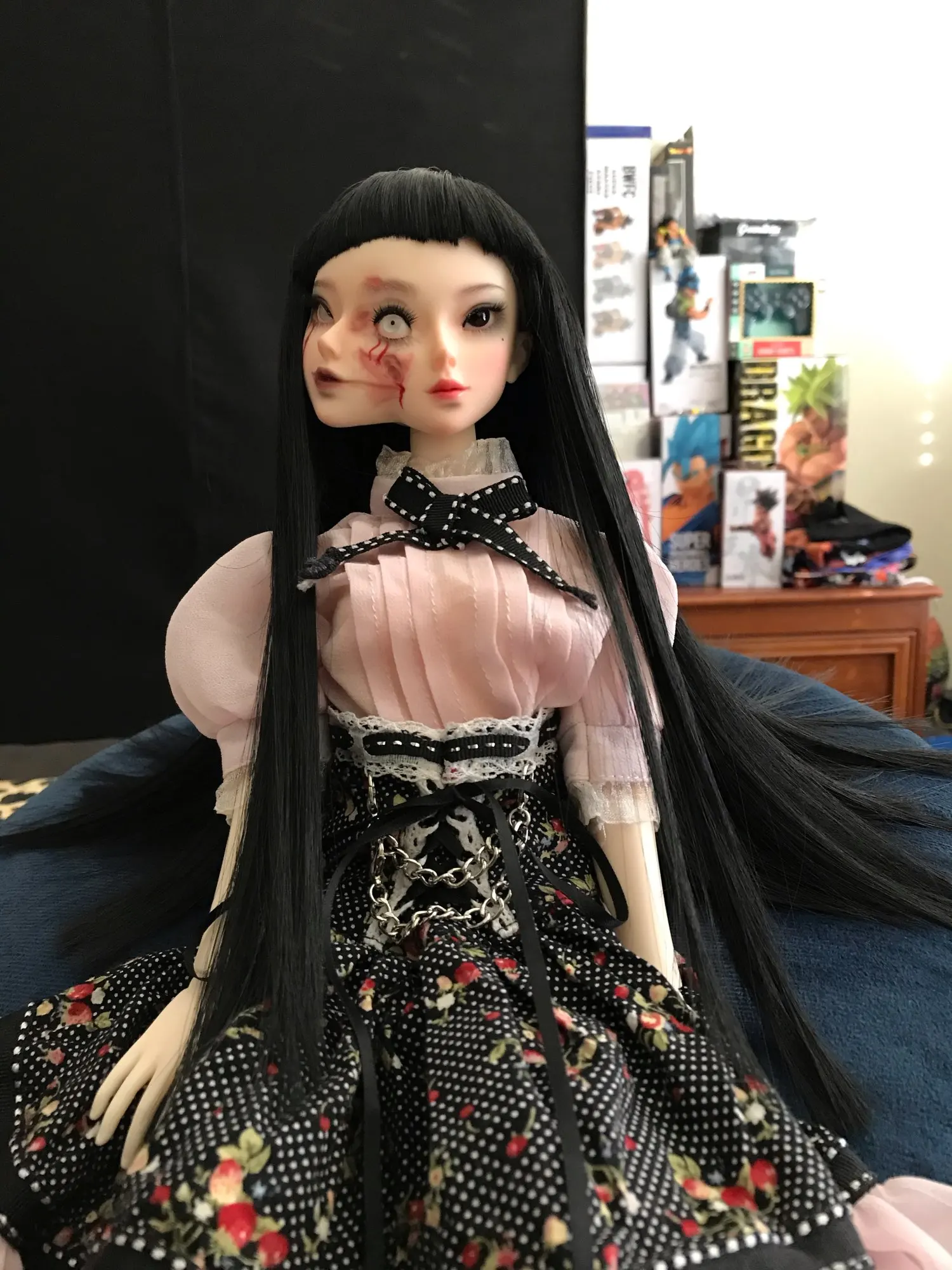 Фото Neue Ankunft BJD 1/4 Mio Fullset Doppel Gesicht Verbunden Horror Anime Puppe Professionelle Make-Up Премиум Харз увеlichen Ge №4