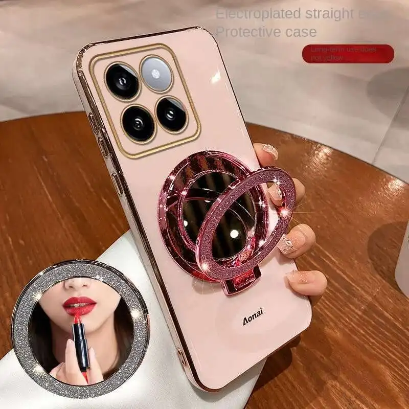 Противоударный чехол Armor с беспроводной зарядкой для Xiaomi 14T 15 14 13 Pro Poco X6 C75 M6 F6 F7 Pro, зеркальный магнитный держатель Magsafe, чехол