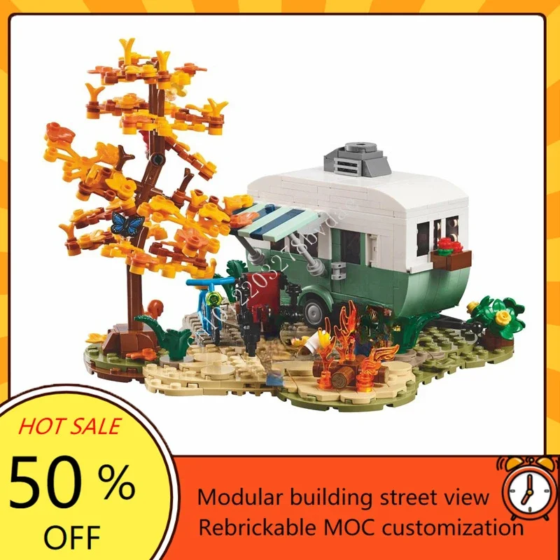 667 шт., модульная модель для кемпинга и приключений MOC, креативная модель с видом на улицу, головоломка на заказ, архитектура, сделай сам, образование, сборная модель, подарки
