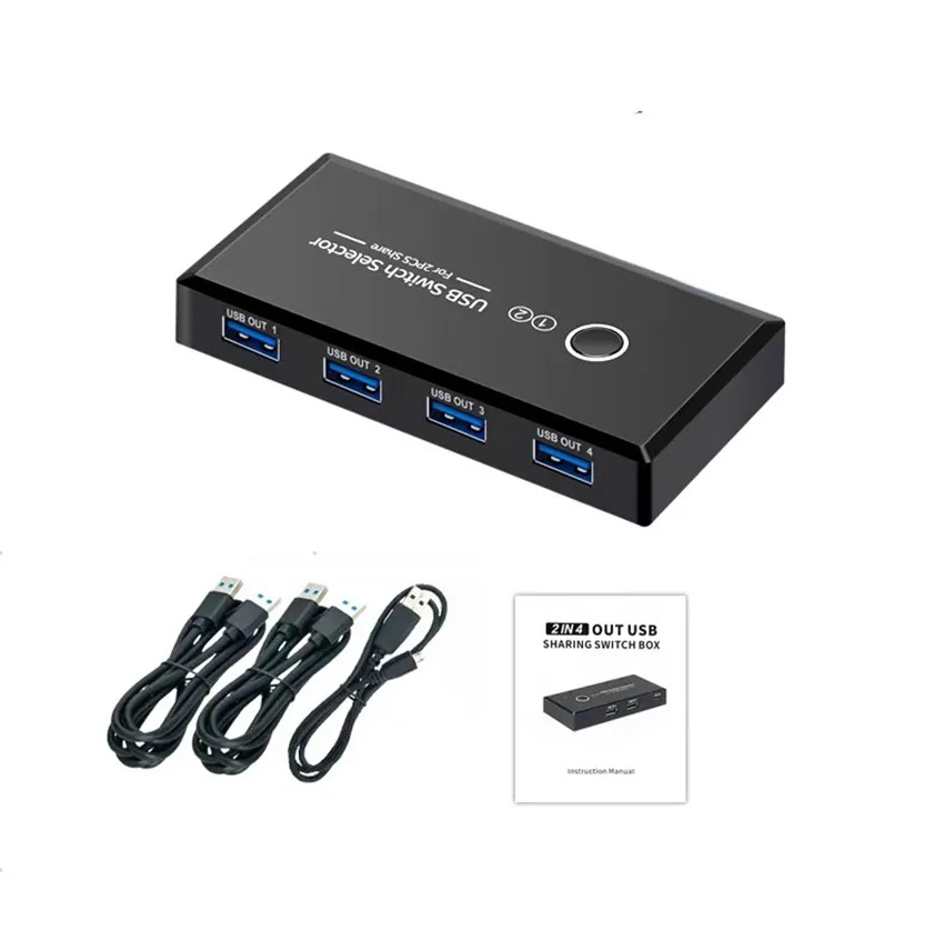 USB KVM-переключатель USB 3.0 2.0 KVM-переключатель для Windows10 ПК Клавиатура Мышь Принтер 2 ПК Совместное использование 4 устройства USB-переключатель