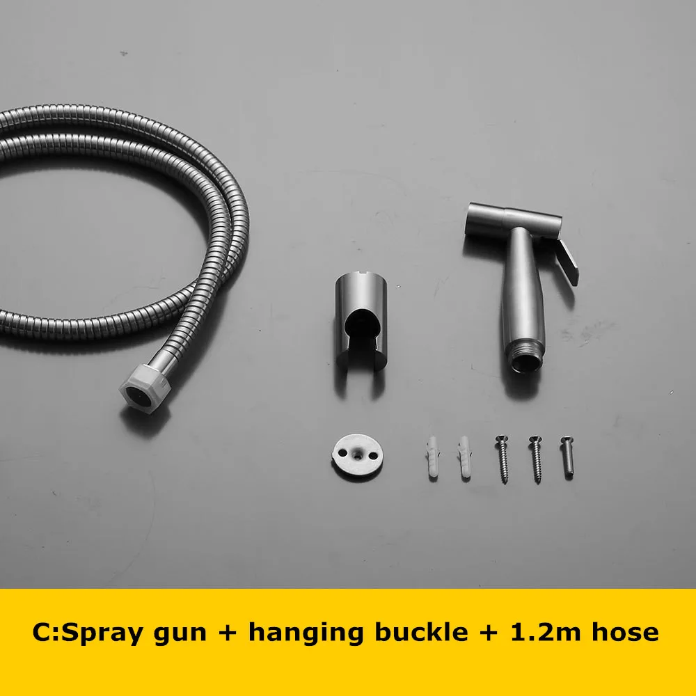 Фото Ручной душ для биде из нержавеющей стали, душевая головка для унитаза, шланг Shattaf для ванной комнаты №2