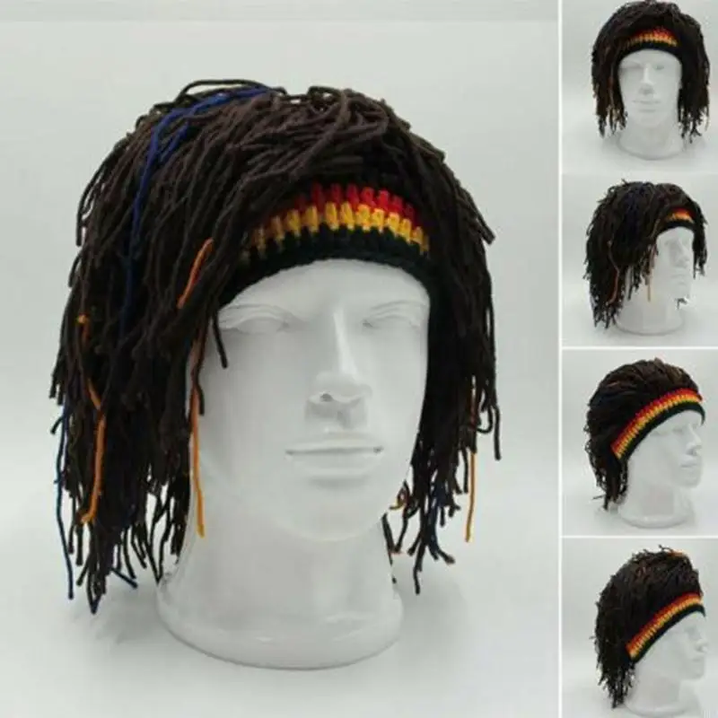 Фото Смешные вязание шляпа Rastas парики шапки для шляпы теплый зимняя шляпа подарок №2