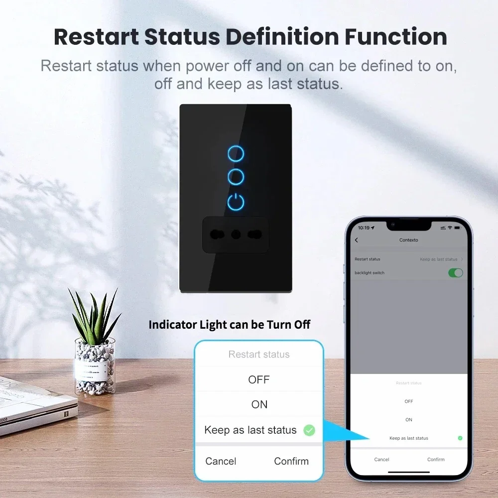 Фото Настенная розетка Melery, Чили, Италия, выключатель света Tuya Wi-Fi, умная розетка для жизни, вилка стеклянной панели, интеллектуальный пульт дистанционного управления от Alexa Google Home №4