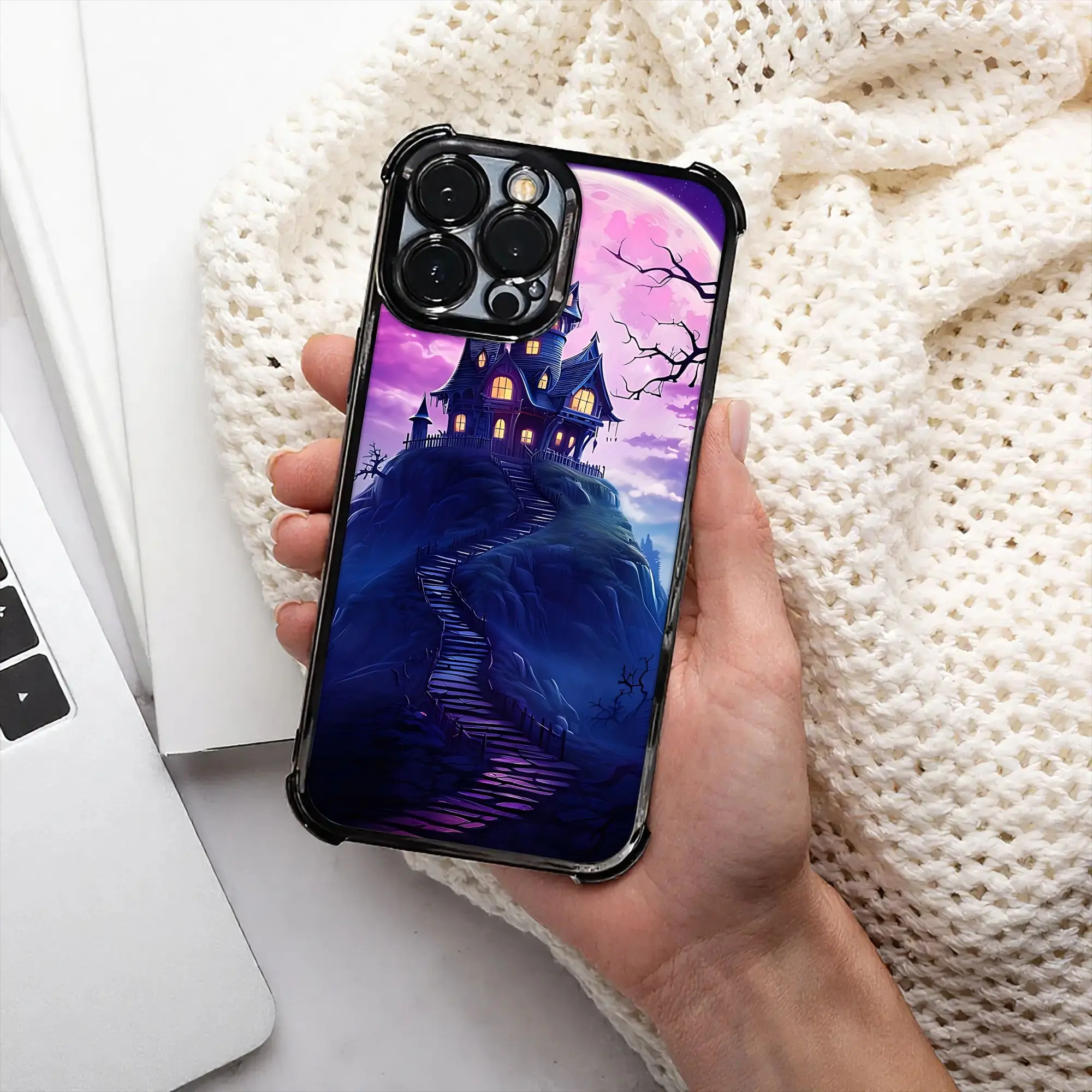 Чехол для iPhone с креативным дизайном «Внутренний призрак» и эффектом гальванического покрытия для различных моделей iPhone.