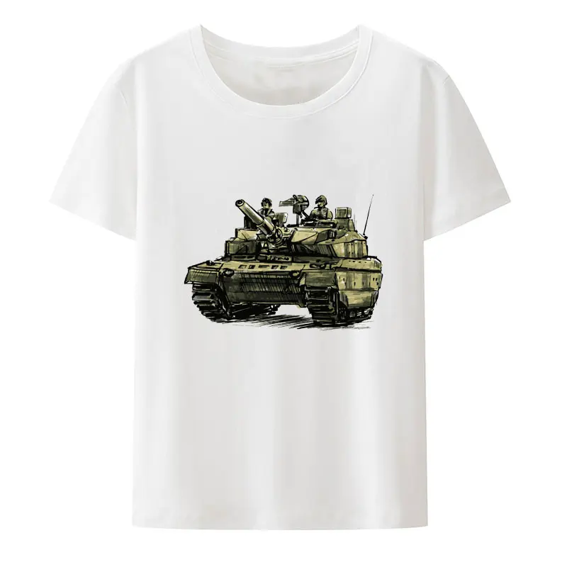 Фото Классическая футболка с рисунком The Tank At Battlefield, повседневная футболка с принтом, юмор, дышащий узор, новинка, подарок унисекс, уникальный креативный №2