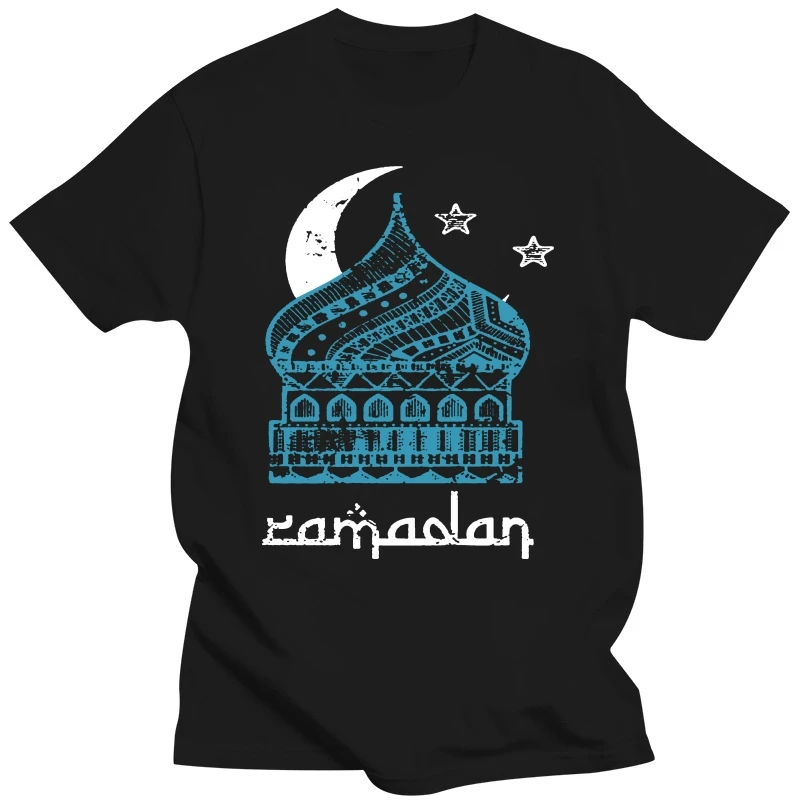 RAMADAN CRESCENT MOON STARS MUSLIM RELIGIOUS HOLY Мужская черная футболка