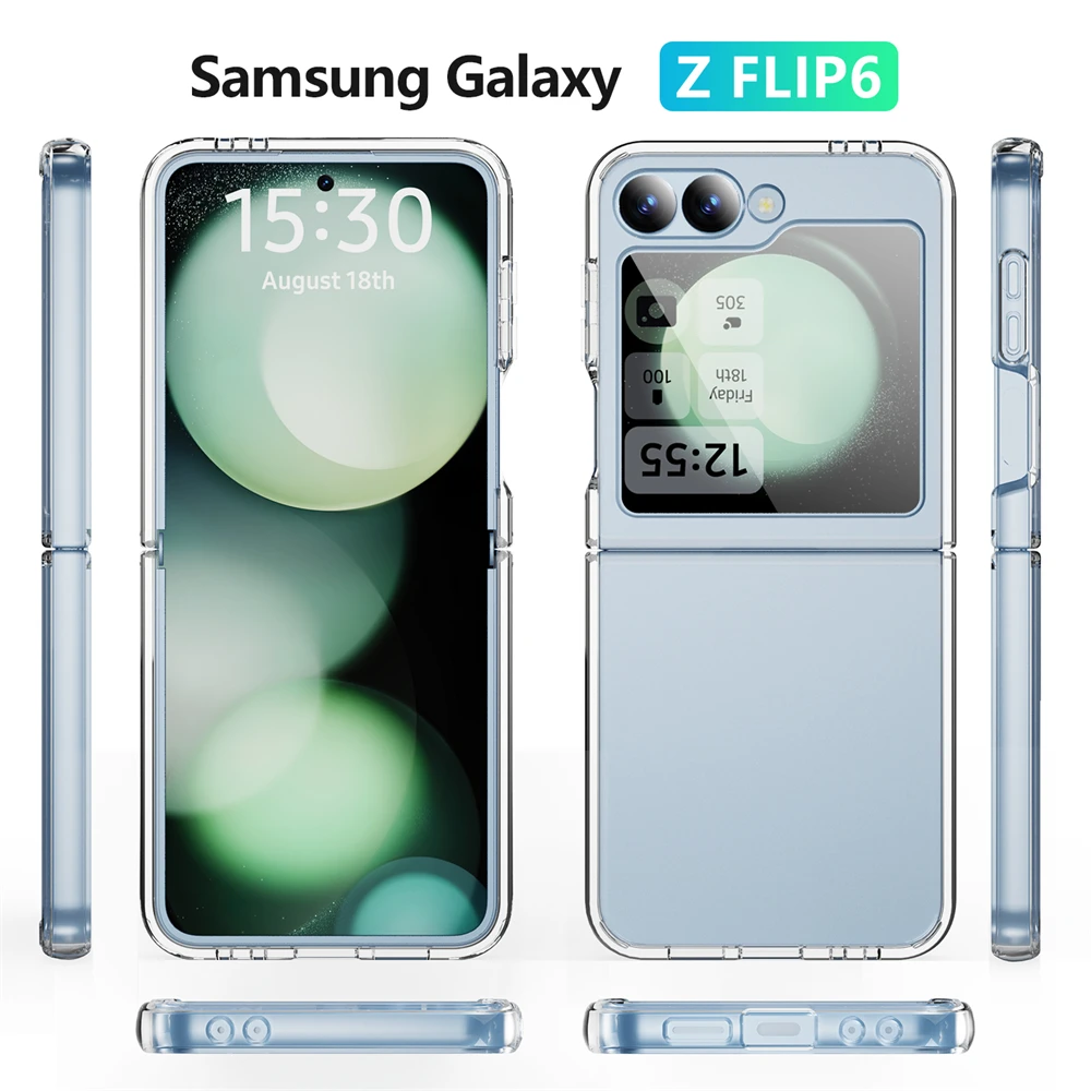 Кристально прозрачный жесткий чехол из поликарбоната для Samsung Galaxy Z Flip 6 5 4 3 полная защита ударопрочный бампер прозрачный акриловый чехол Funda
