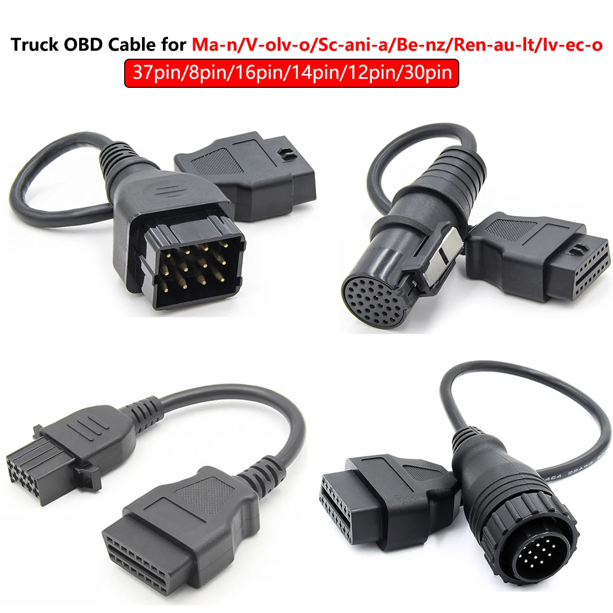 16-контактный гнездовой кабель OBD2 для грузовика OBD2 кабель для Ma-n/Sca-nia/VO-IVO/ben-z/re-na-lt/Ive-co 37/12/14/16/8-контактный соединительный кабель OBD