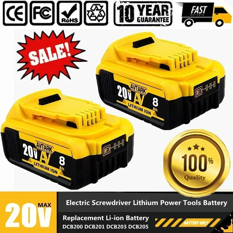 НОВЫЙ аккумулятор 20 В 8,0 Ач MAX для замены аккумулятора DeWalt DCB205 DCB 206 DCB181 DCB182 DCB200 20 В 8A 6A 5A 18 Вольт 20 В